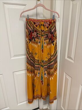 Giddyup, Glamour Boutique Bohemian Mustard Yellow Printed Maxi Skirt
